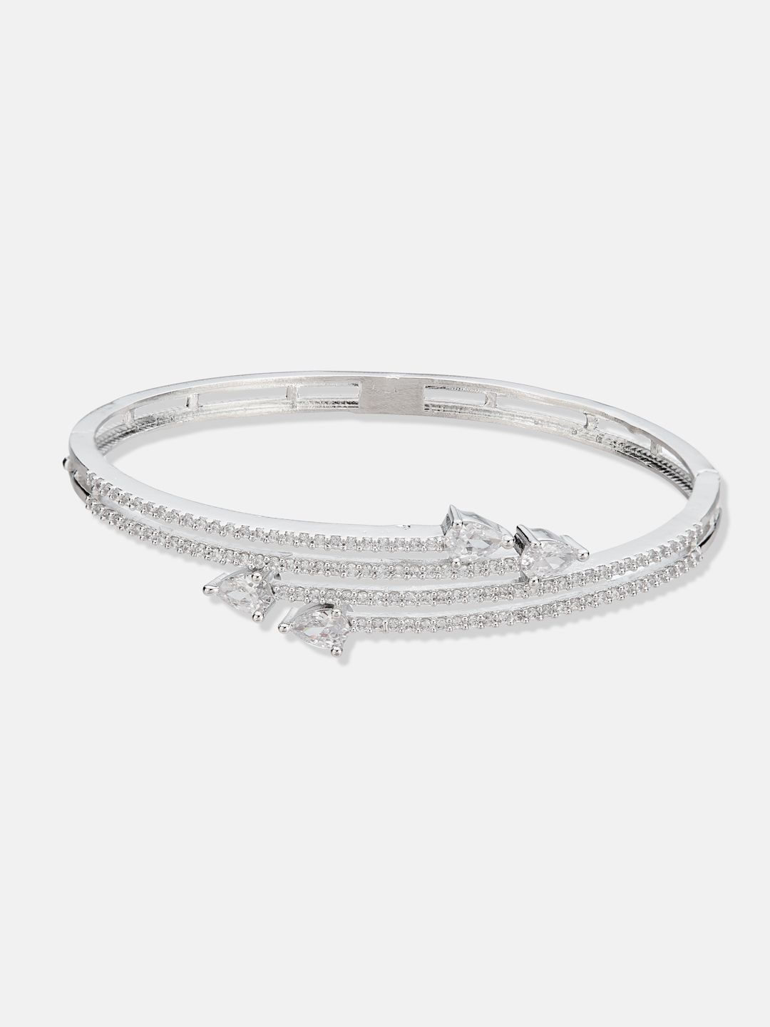 ATIBELLE Women 2 Brass Cubic Zirconia Gold-Plated Bangle-Style Bracelet