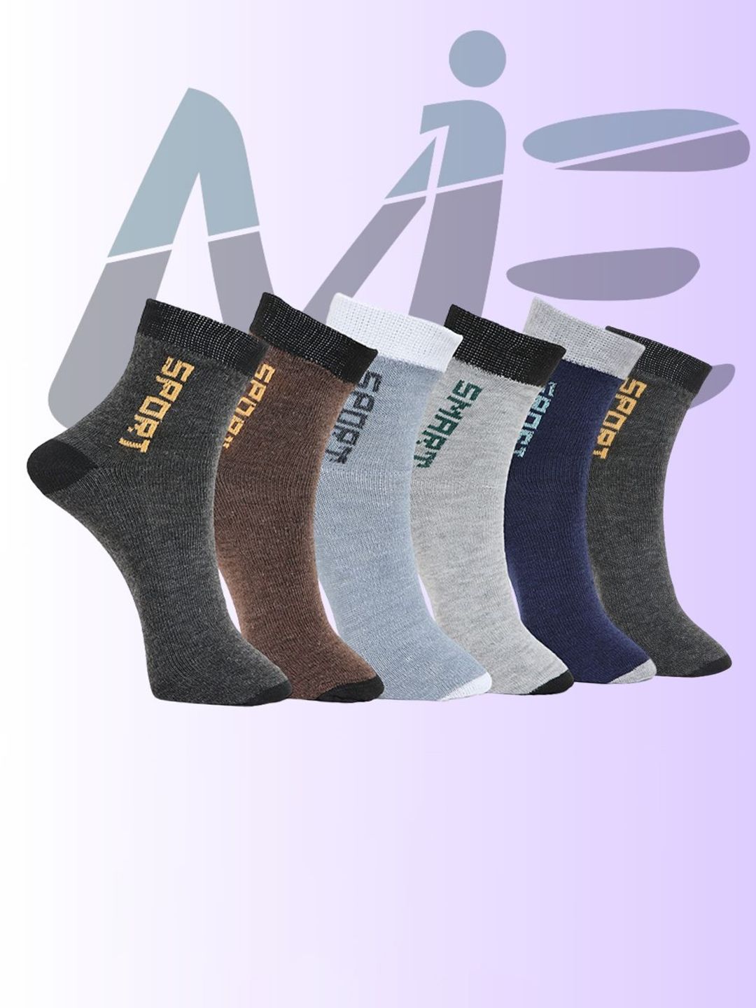 MJE 6-Pcs Patterned Anti-Bacterial Cotton Ankle Length Socks-picture-20