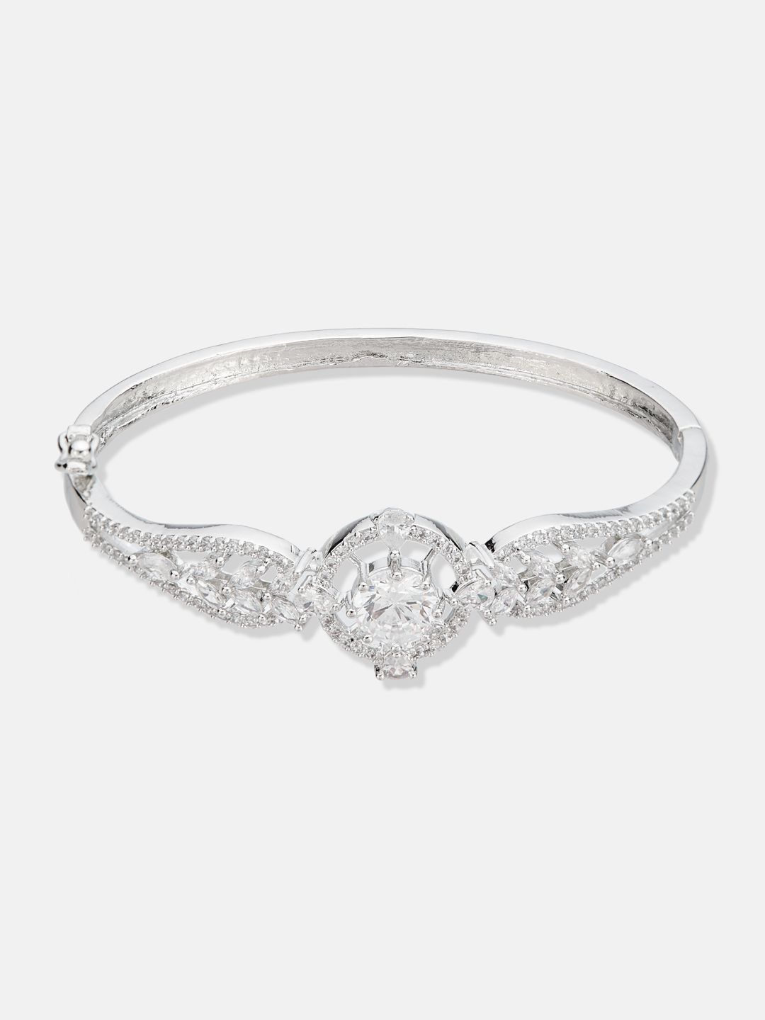 ATIBELLE SeOf 2 Silver-Plated Cubic Zirconia Studded Bangle-Style Bracelet