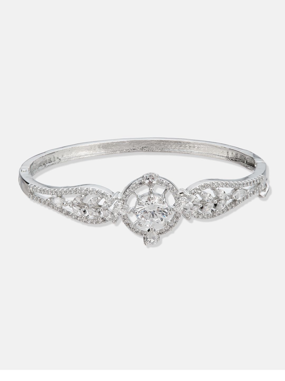 ATIBELLE SeOf 2 Silver-Plated Cubic Zirconia Studded Bangle-Style Bracelet