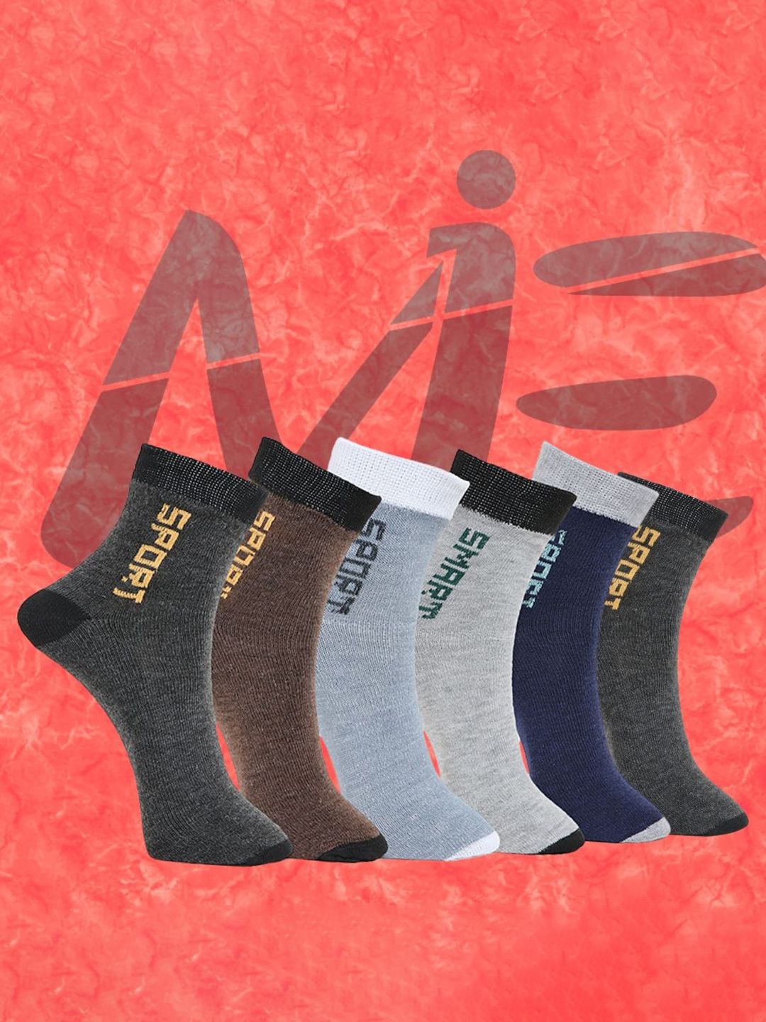 MJE Pack Of 6 Patterned Cotton Ankle Length Socks-image-49