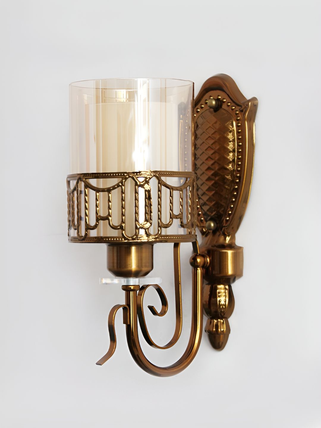 SHREE KALA HOME DECOR Brown & White Metal Cylinder Shaped Wall Lamp-image-26