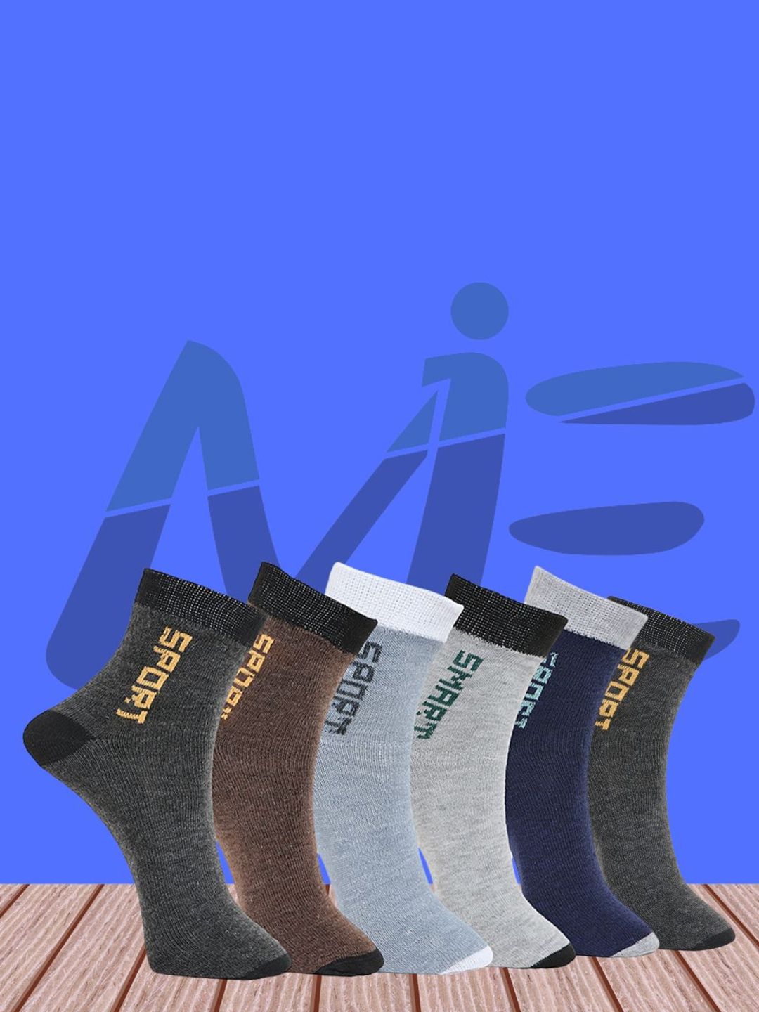 MJE Pack Of 6 Patterned Cotton Ankle Length Socks-picture-34