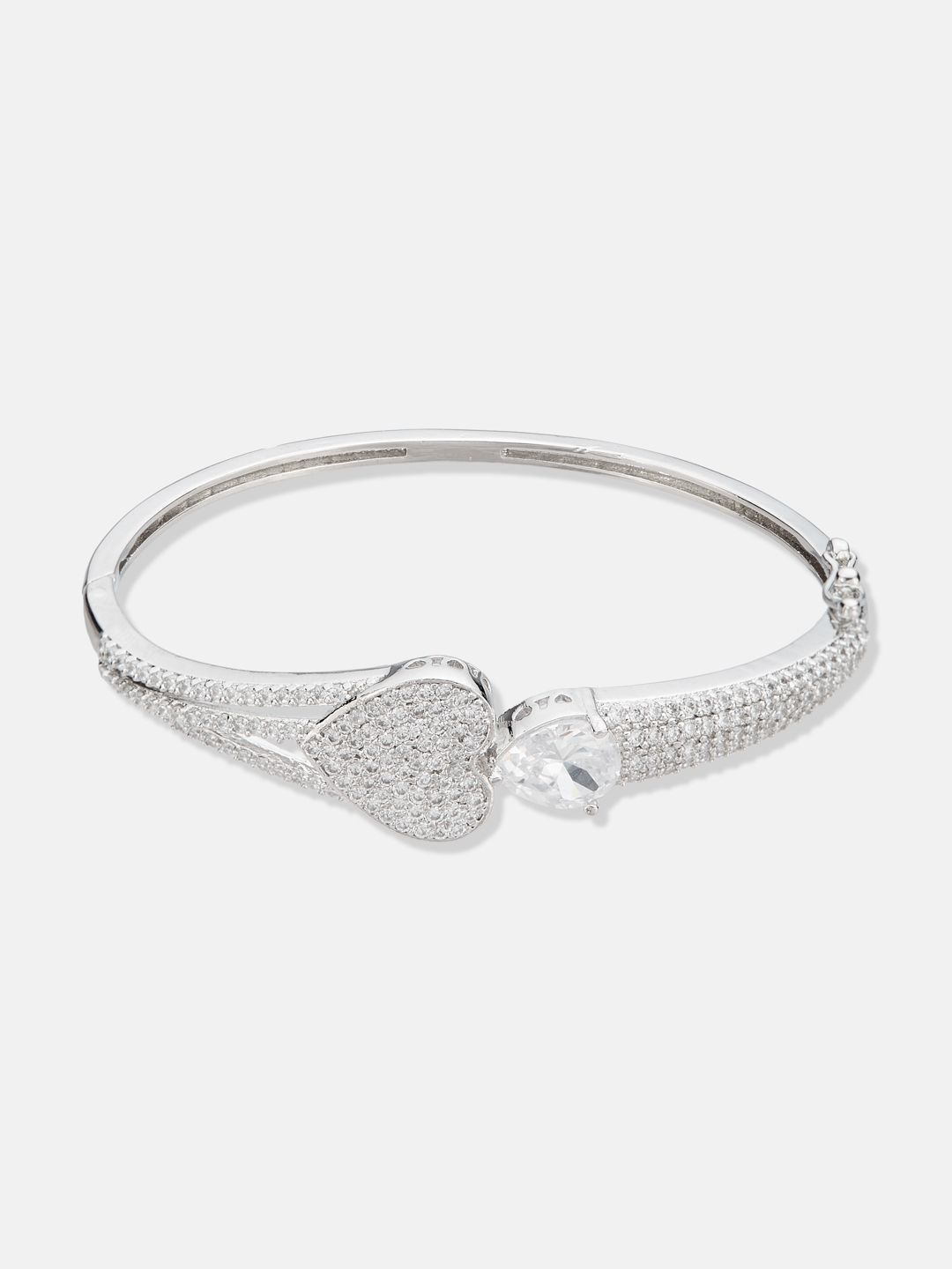 ATIBELLE SeOf 2 Silver-Plated Cubic Zirconia Studded Bangle-Style Bracelet