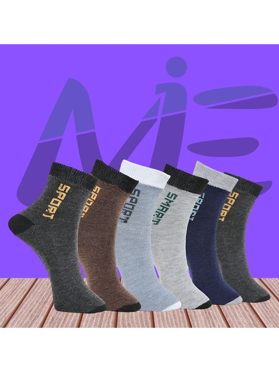 MJE Pack Of 6 Patterned Cotton Ankle Length Socks-picture-13