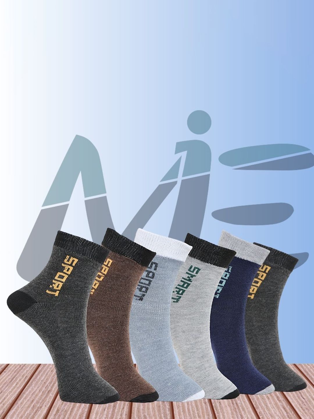 MJE Pack Of 6 Patterned Cotton Ankle Length Socks-picture-28