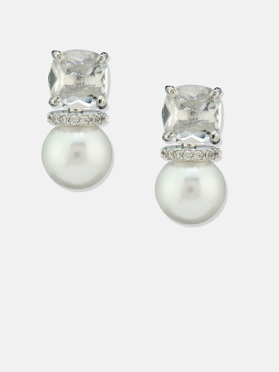 ATIBELLE Set Of 2 German Silver Gold-Plated Cubic Zirconia Studded Teardrop Drop Earrings