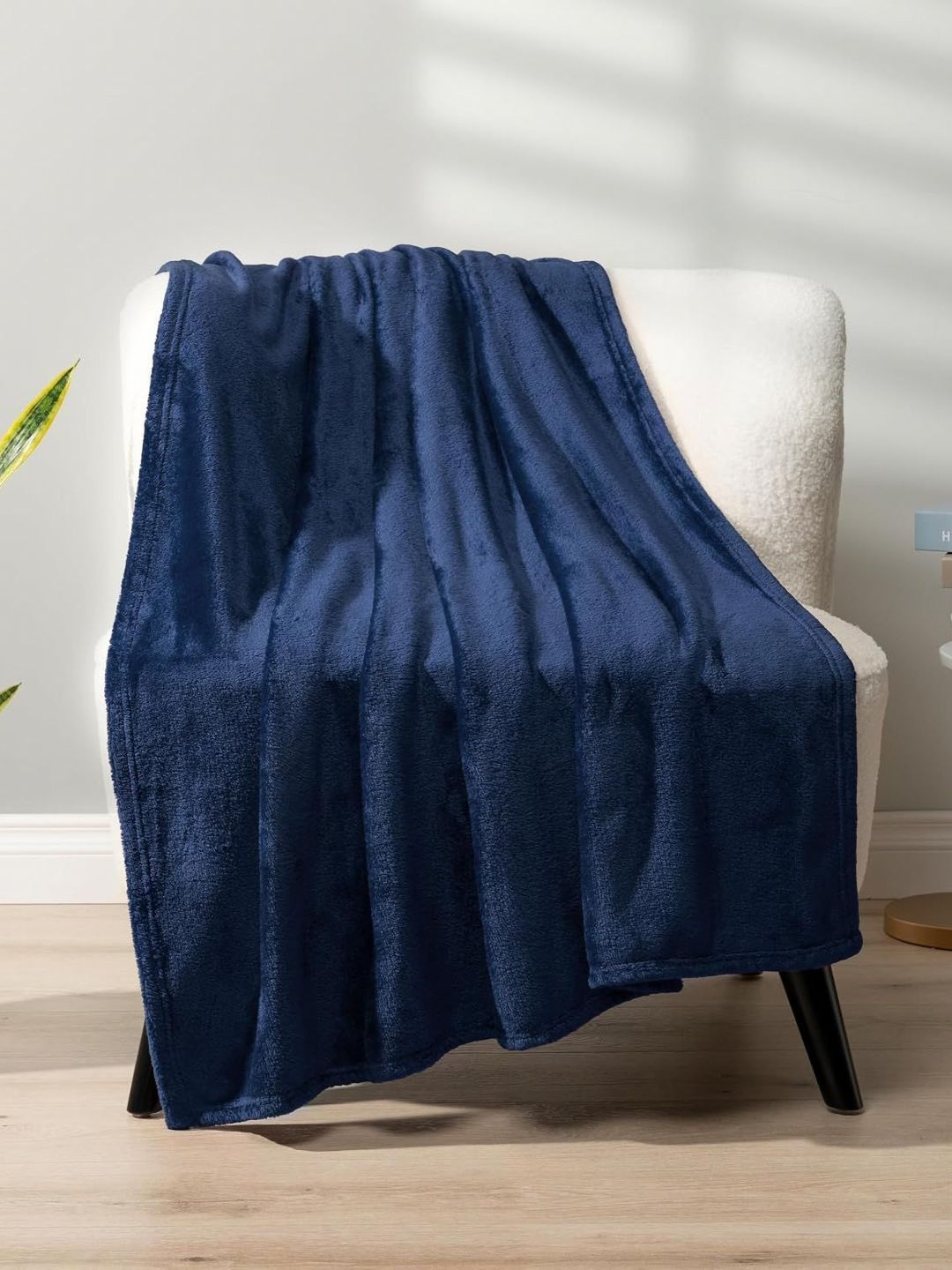 Myntra Elegant Homes Navy Blue Fleece AC Room 300 GSM Single Bed Blanket-image-25