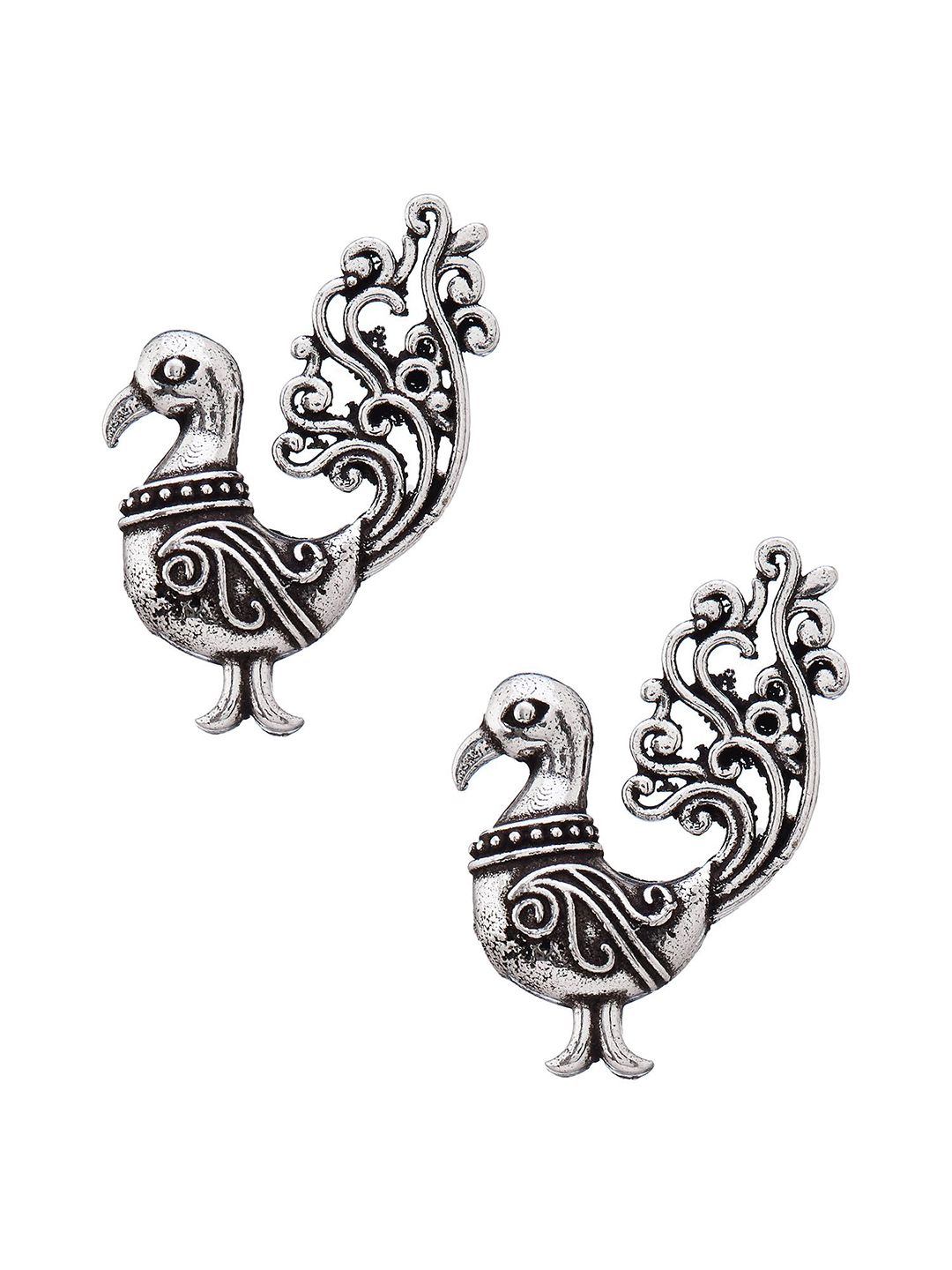 ATIBELLE Set Of 3 Silver-Plated Artificial Stones Studded & Beads Beaded Drop Earrings