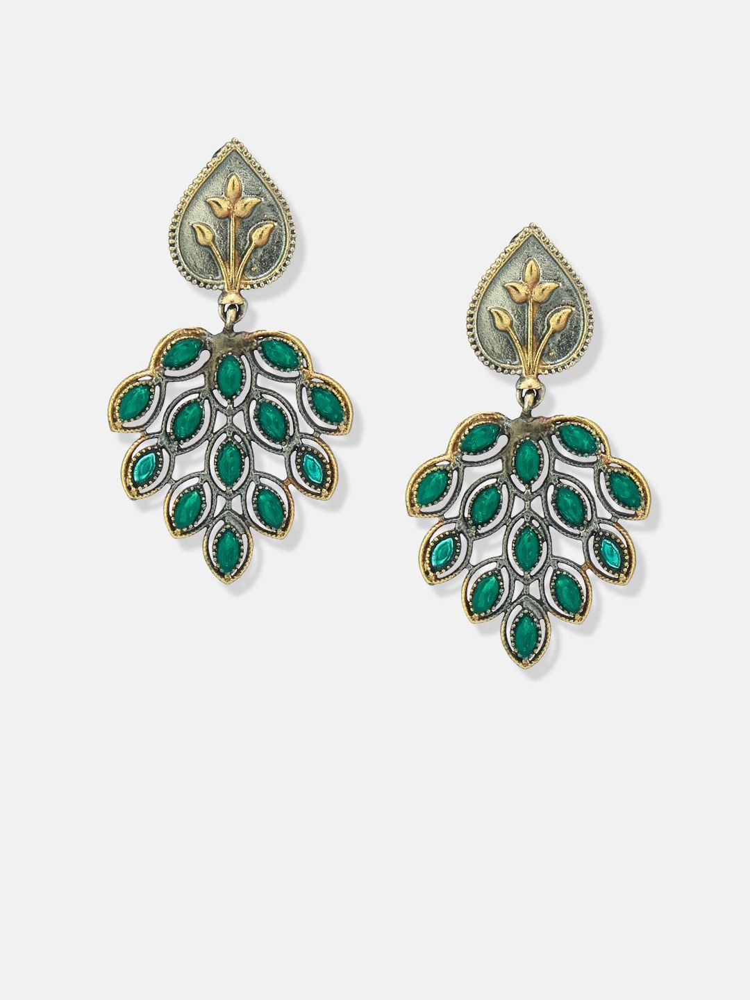 ATIBELLE Set Of 2 Silvers-Plated Artificial Beads Beaded Contemporary Drop Earrings