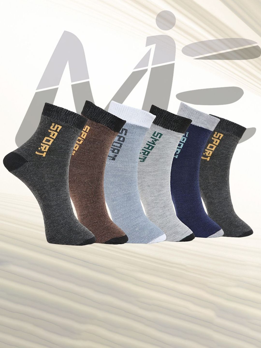 MJE Pack Of 6 Patterned Cotton Ankle Length Socks-image-47