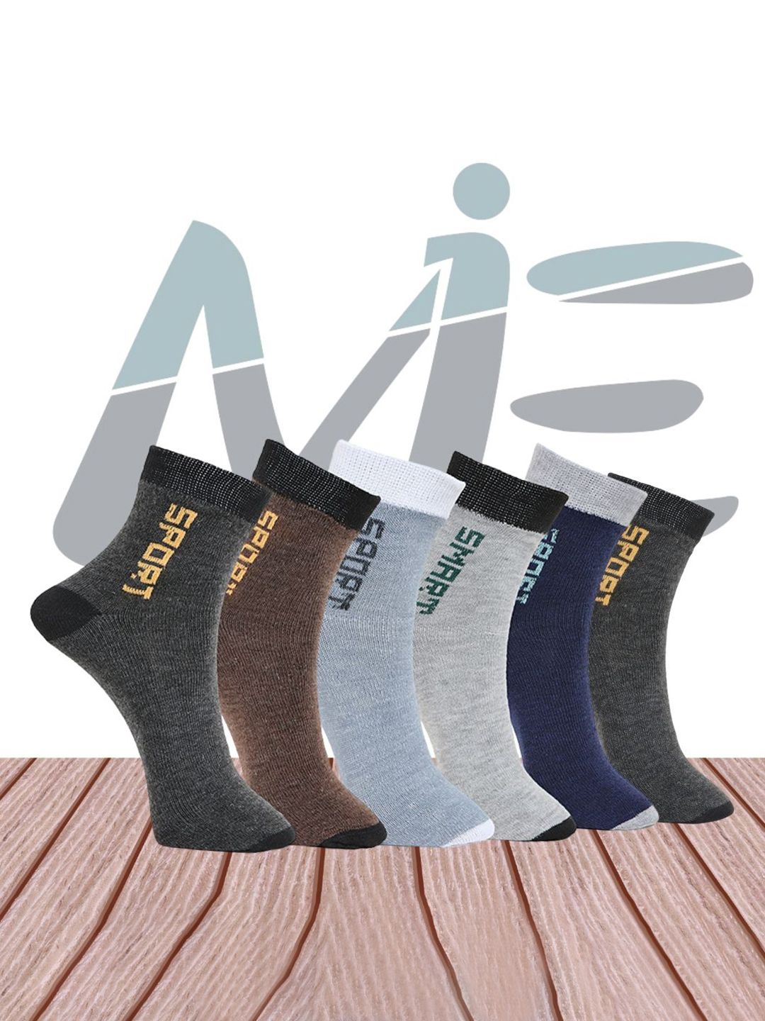 MJE Pack Of 6 Patterned Cotton Ankle Length Socks-picture-18