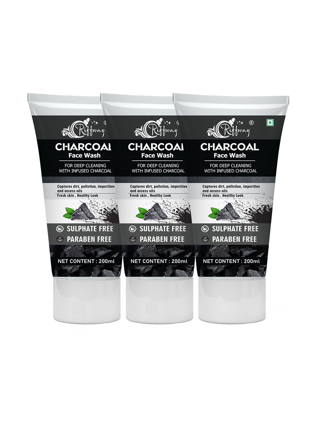 riffway Set Of 3 Charcoal Face Wash For Oil Control & Acne Defense - 200 ml Each-picture-16