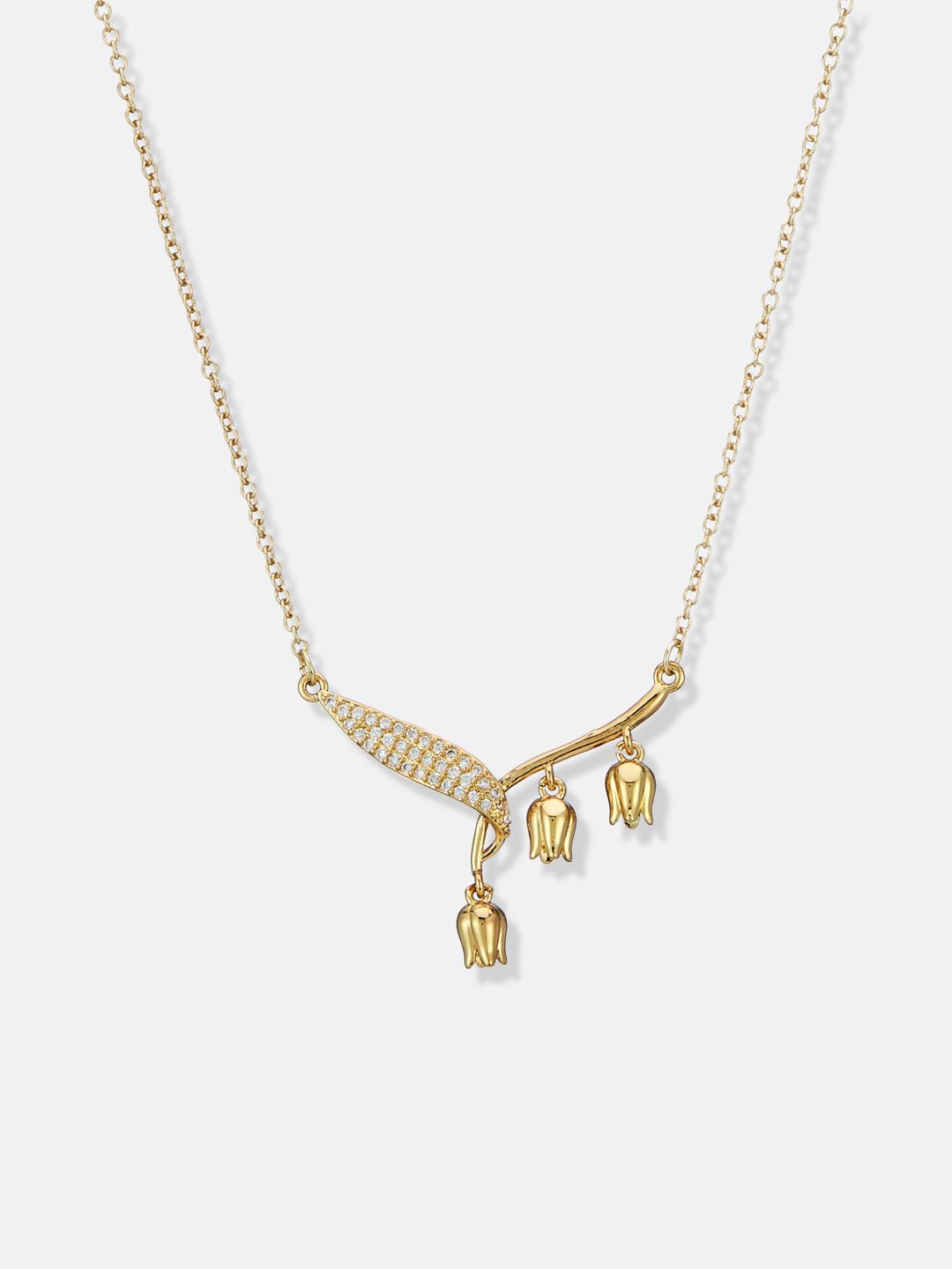ATIBELLE Set Of 2 Gold-Plated Cubic Zirconia Studded Necklace