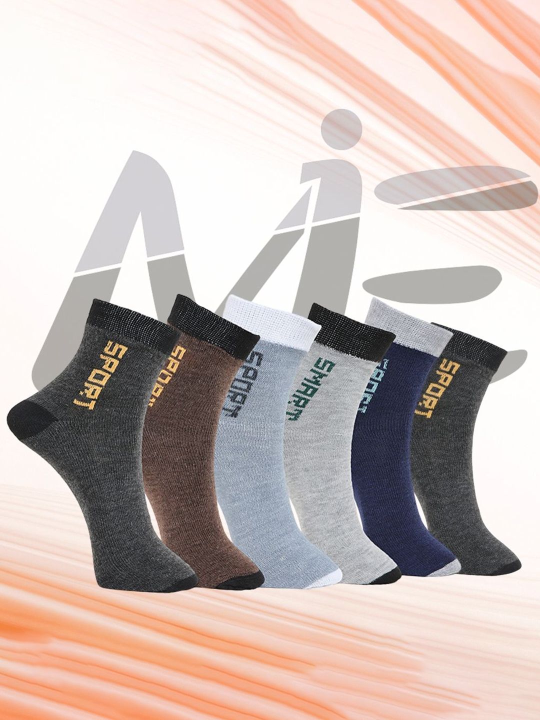 MJE Pack Of 6 Patterned Cotton Ankle Length Socks-picture-24