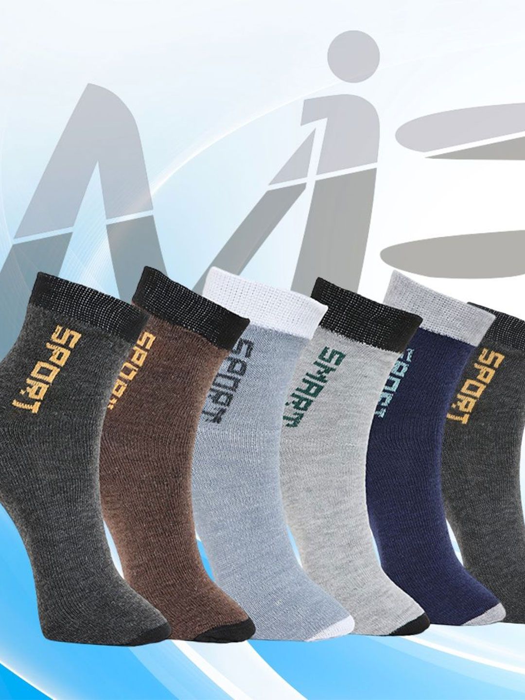 MJE 6-Pcs Patterned Anti-Bacterial Cotton Ankle Length Socks-picture-14