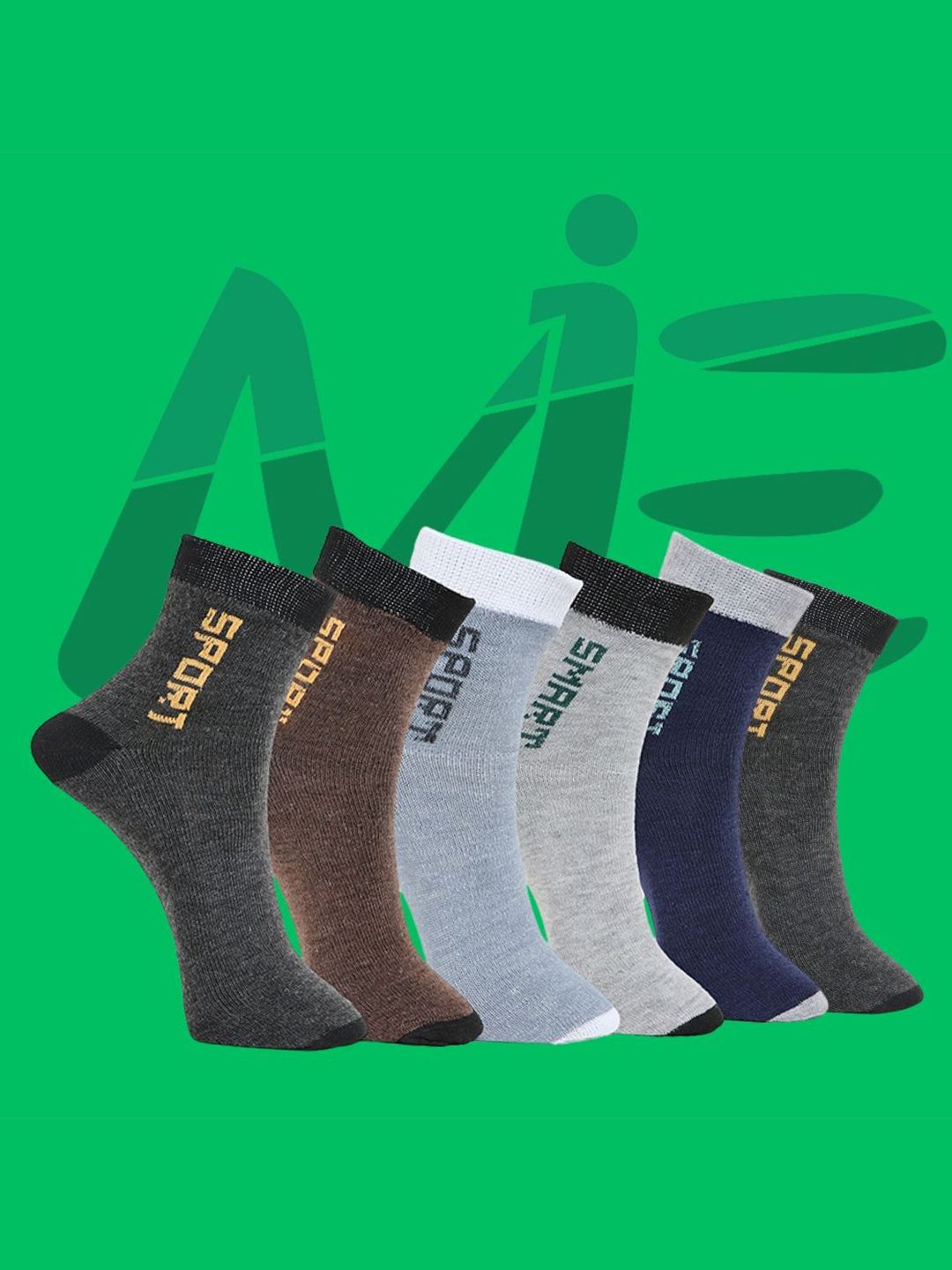 MJE Pack Of 6 Patterned Cotton Ankle Length Socks-image-36