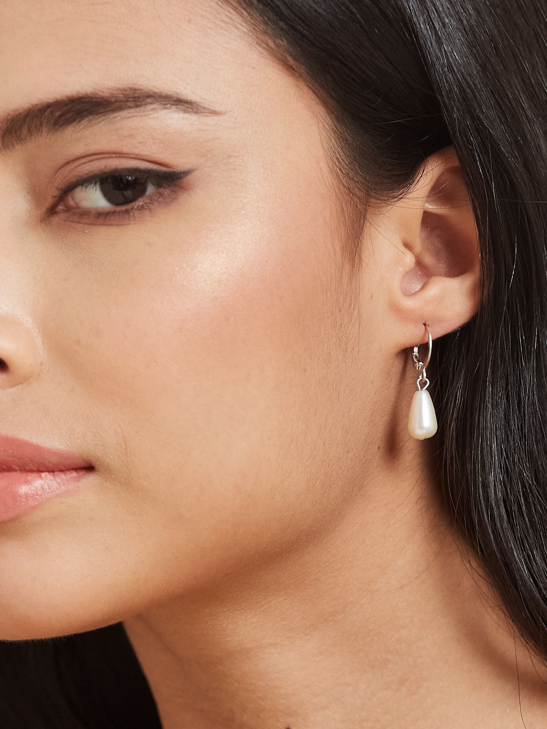 ATIBELLE Set Of 3 German Silver Plated Artificial Stones Studded Teardrop Drop Earrings