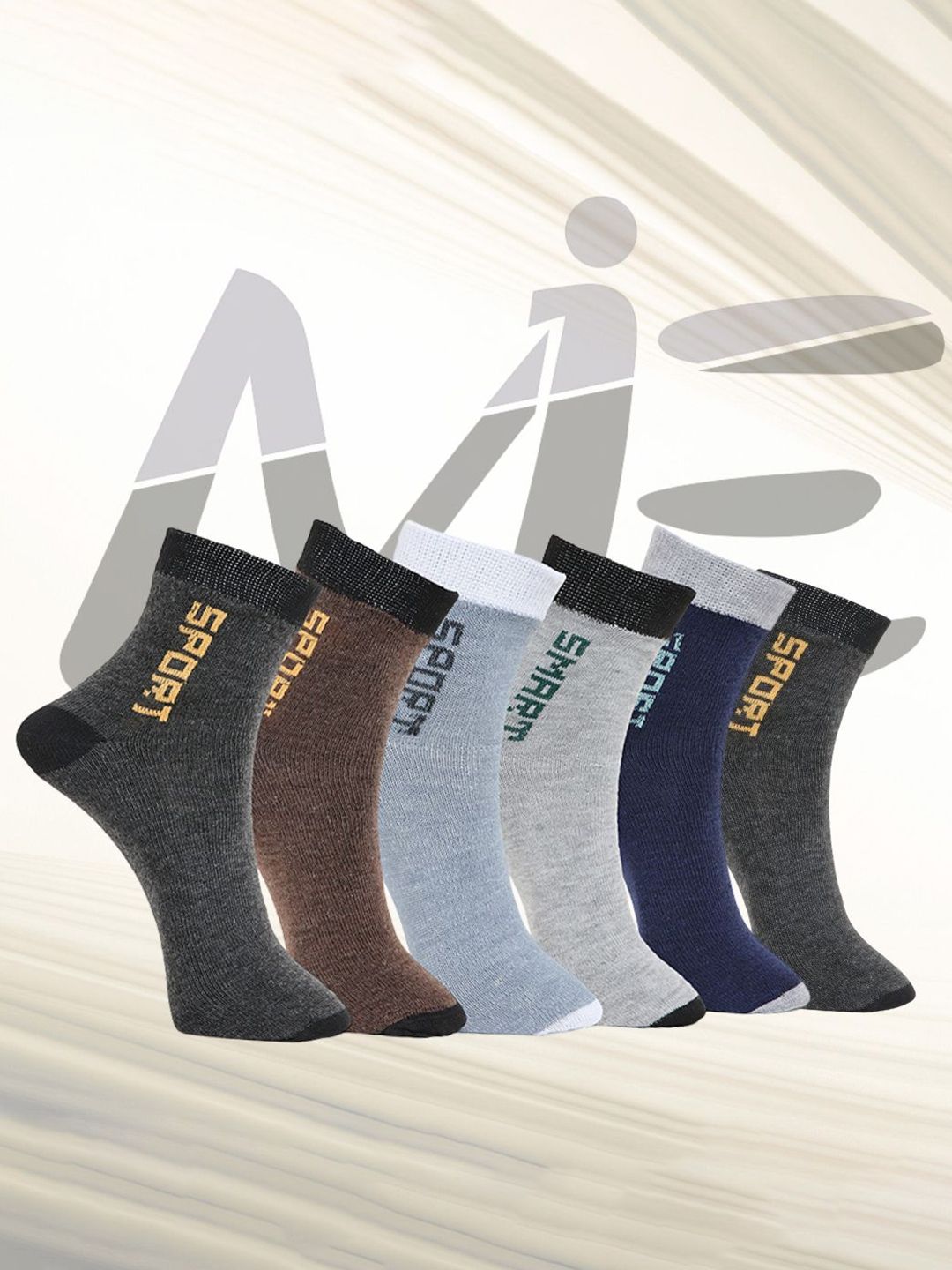 MJE Pack Of 6 Patterned Cotton Ankle Length Socks-picture-17