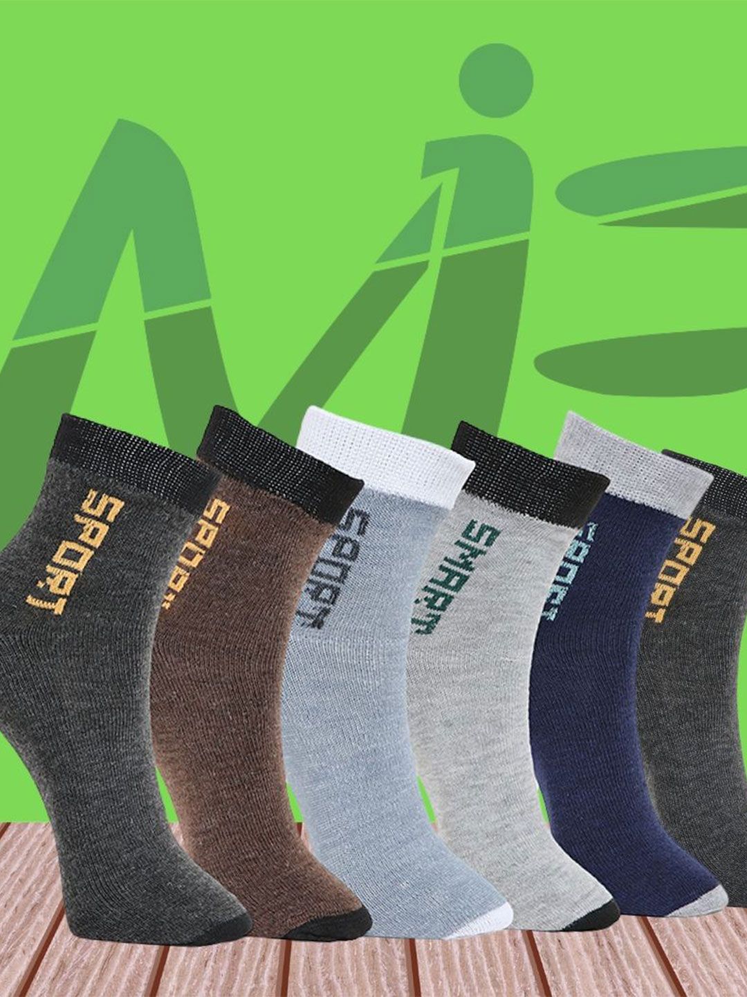 MJE Pack Of 6 Patterned Cotton Ankle Length Socks-picture-18
