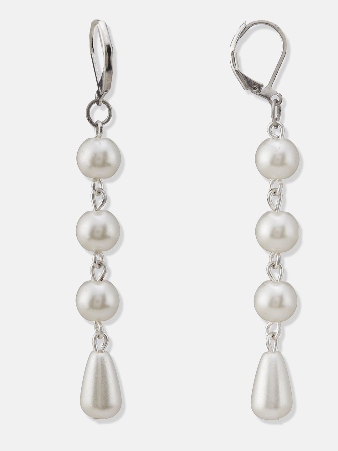 ATIBELLE Set Of 3 German Silver Plated Artificial Stones Studded Teardrop Drop Earrings