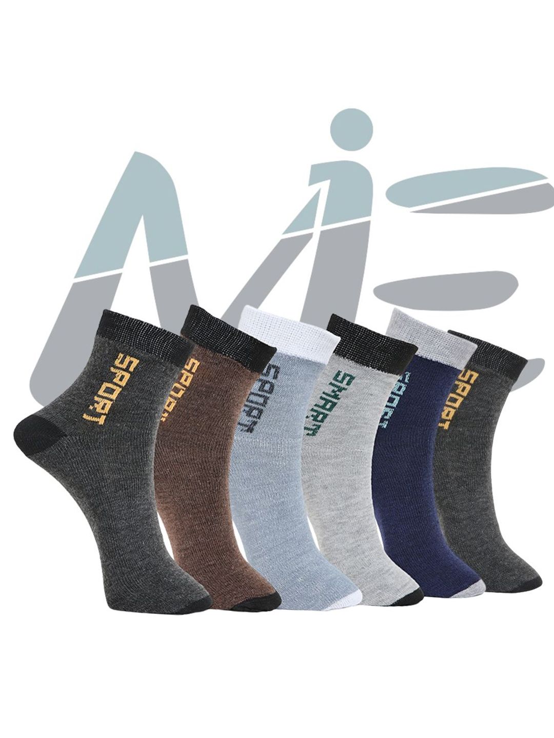 MJE Pack Of 6 Patterned Cotton Ankle Length Socks-picture-14