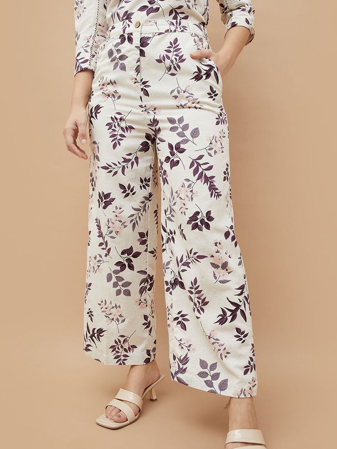 CODE by Lifestyle Women Floral Printed Slip On Parallel Trousers-picture-44
