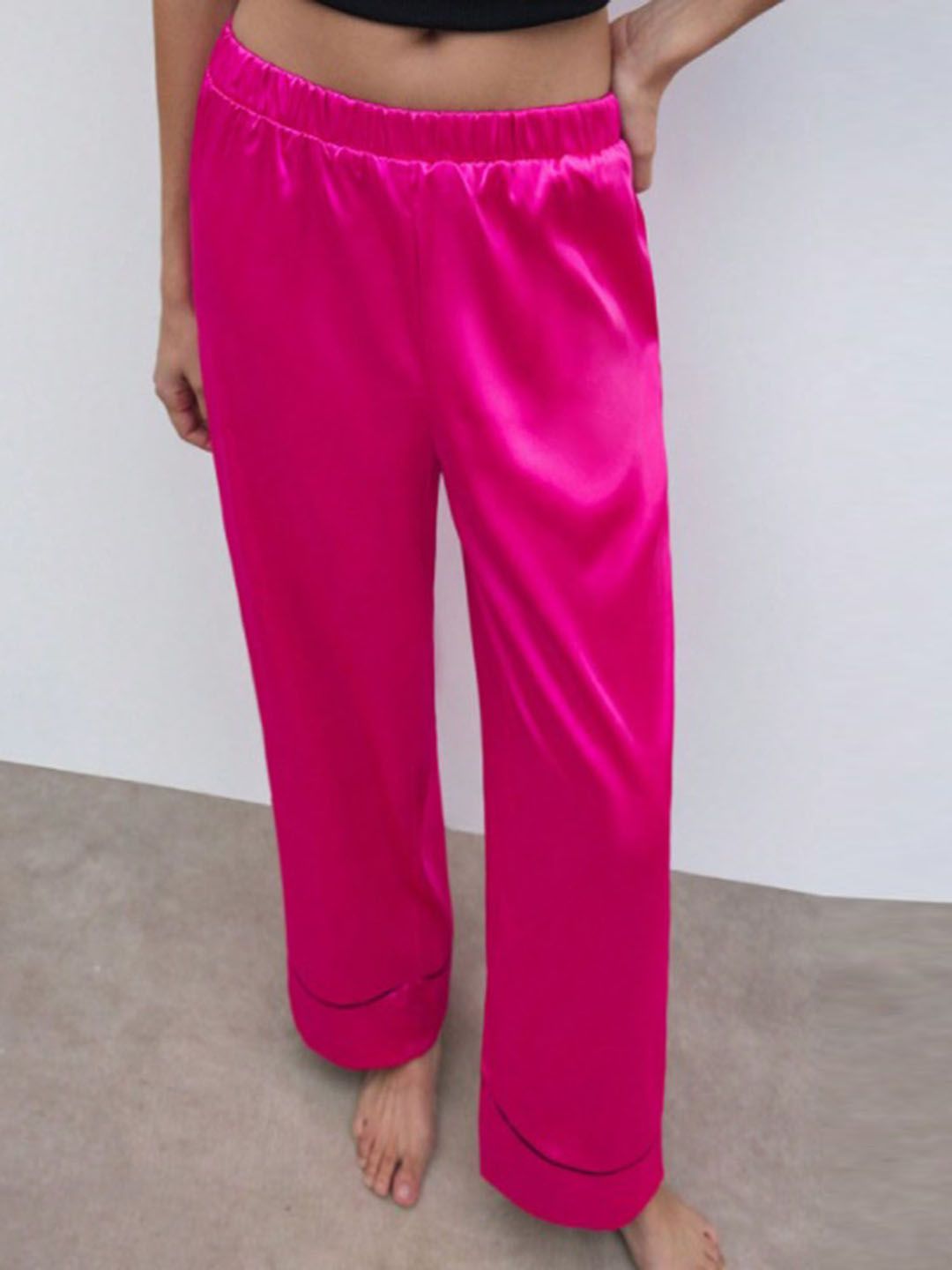 LULU & SKY Straight Fit Mid-Rise Plain Regular Trousers-picture-33