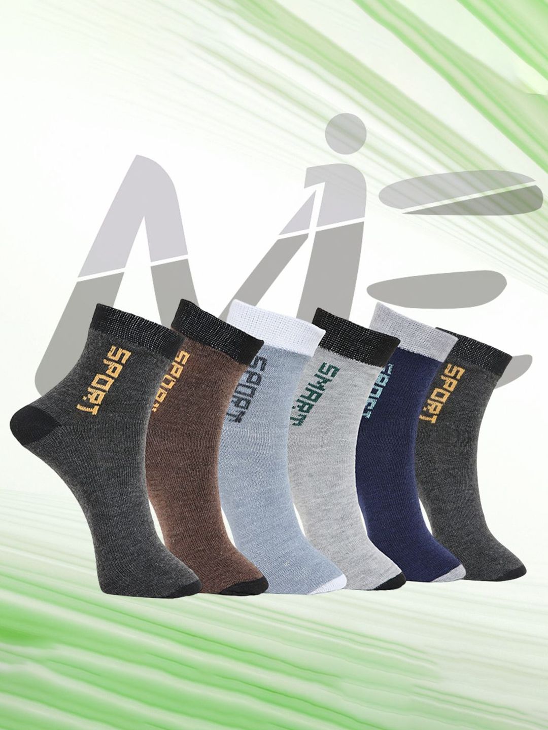 MJE Pack Of 6 Patterned Cotton Ankle Length Socks-image-33