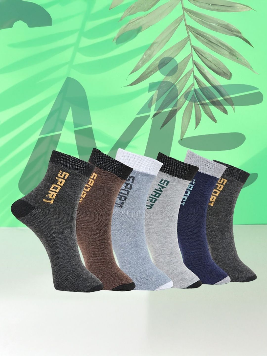 MJE Pack Of 6 Patterned Cotton Ankle Length Socks-picture-15
