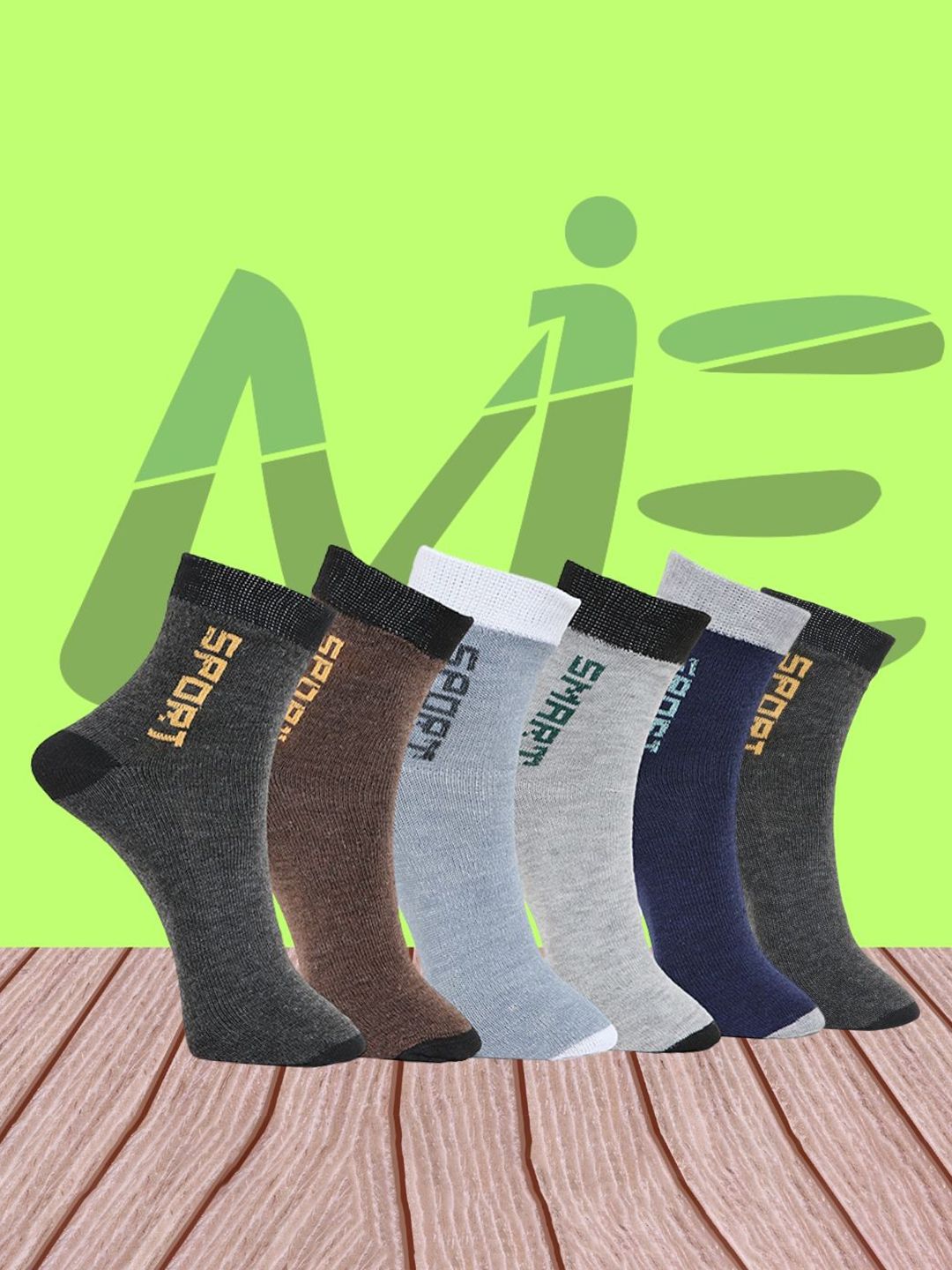MJE Pack Of 6 Patterned Cotton Ankle Length Socks-picture-30