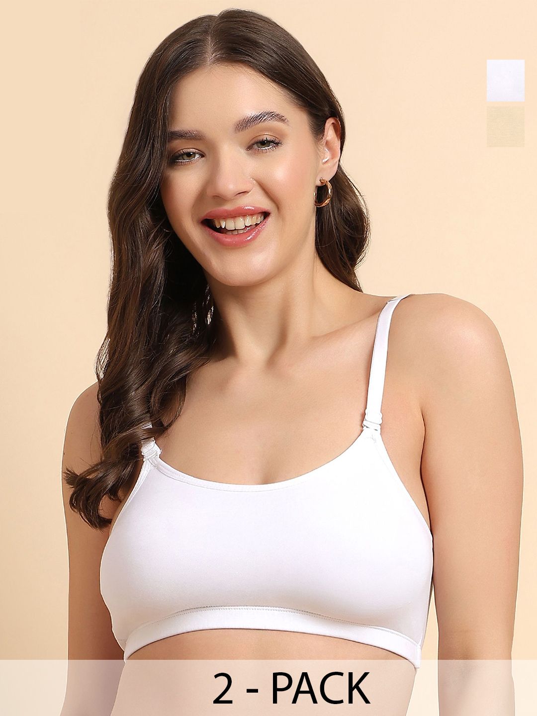 KOMLI Pack Of 2 Bralette Full Coverage Bra-image-4