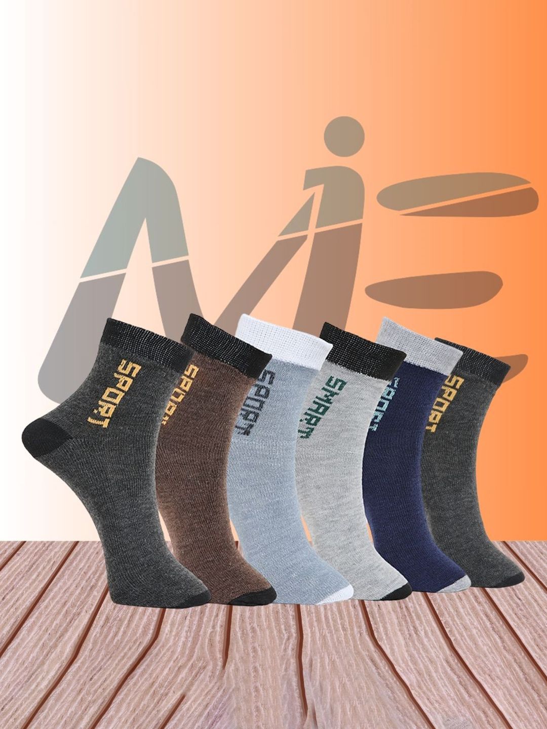 MJE Pack Of 6 Patterned Cotton Ankle Length Socks-picture-58
