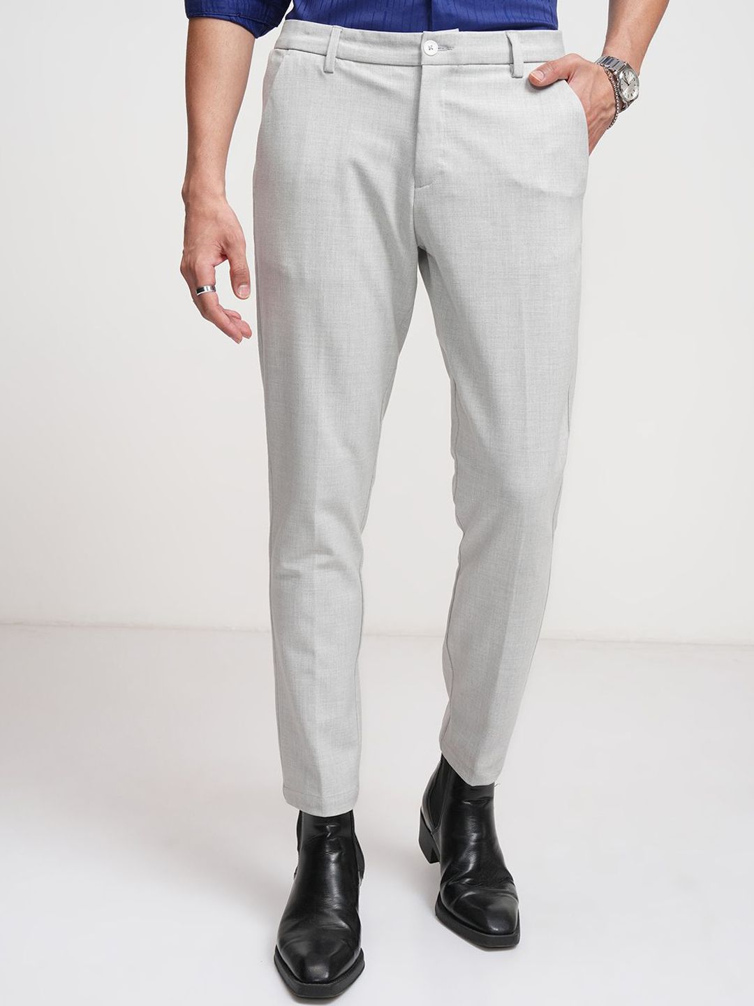 HIGHLANDER Men Comfort Slim Fit Formal Trousers-picture-28