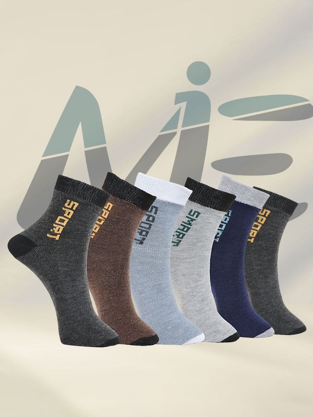 MJE Pack Of 6 Patterned Cotton Ankle Length Socks-picture-43