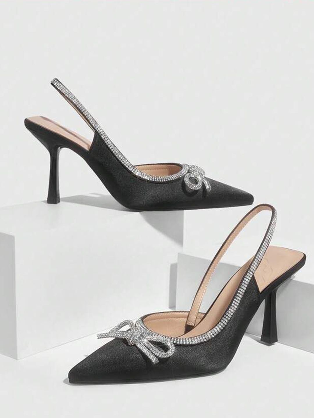 PURPLEHUNT Women Embellished PU Slim Heeled Pumps with Bows-picture-12