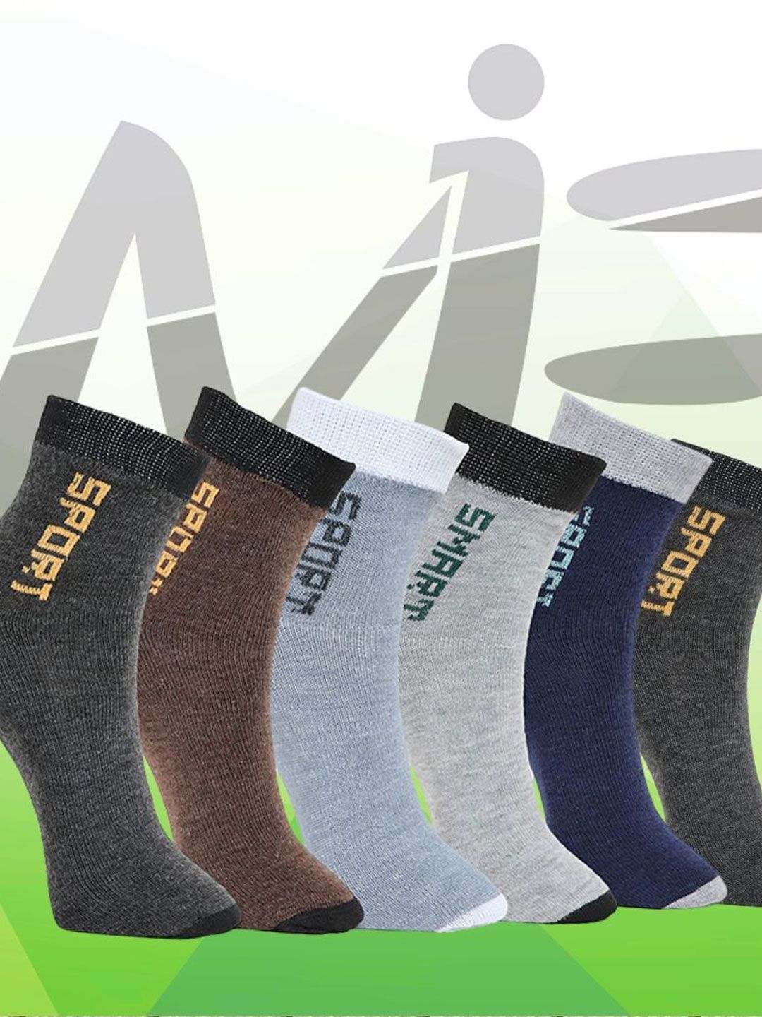 MJE 6-Pcs Patterned Anti-Bacterial Cotton Ankle Length Socks-picture-12