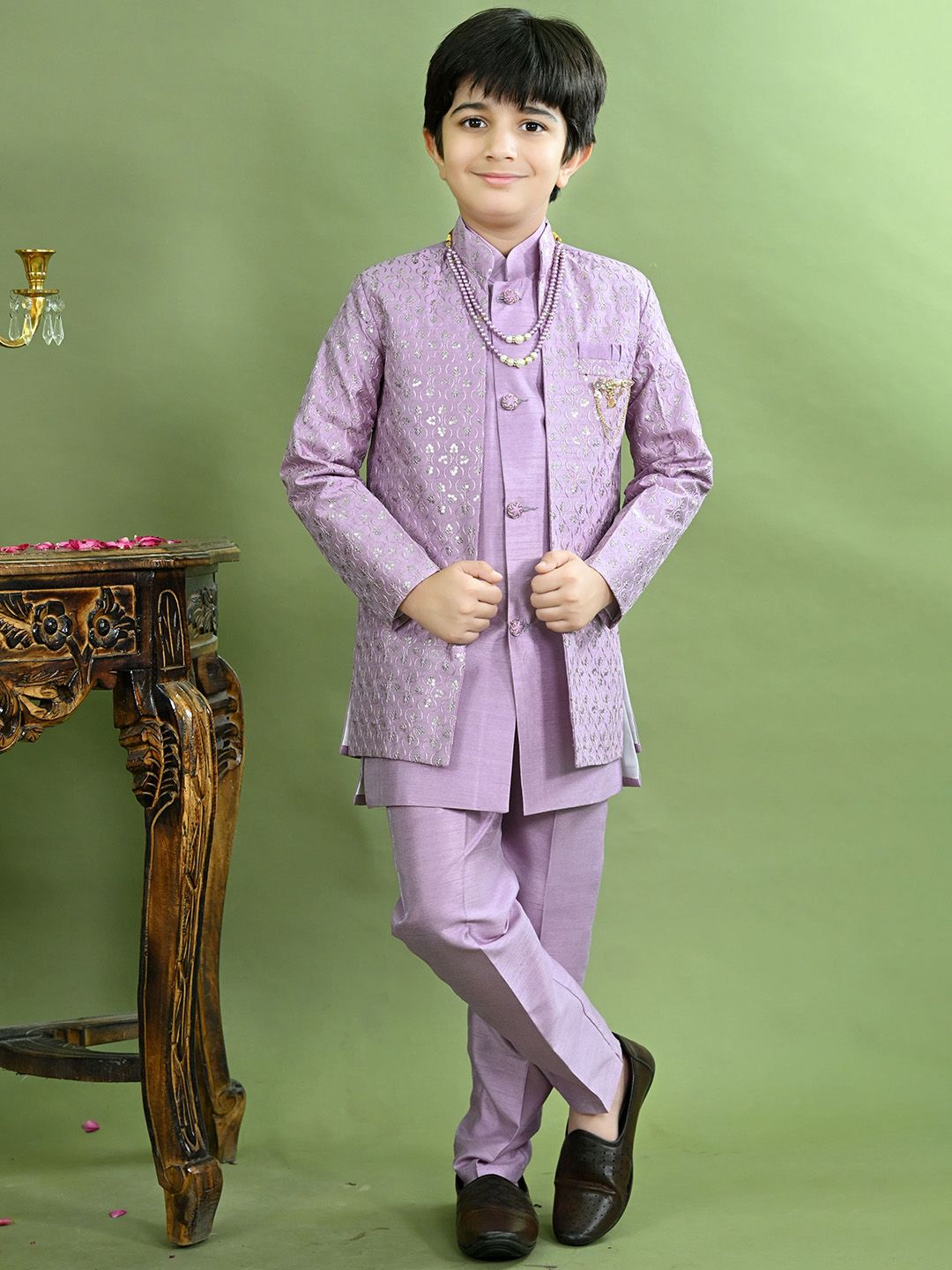 BT DEZINES Embroidered Sequined Sherwani Shrug Set-picture-35