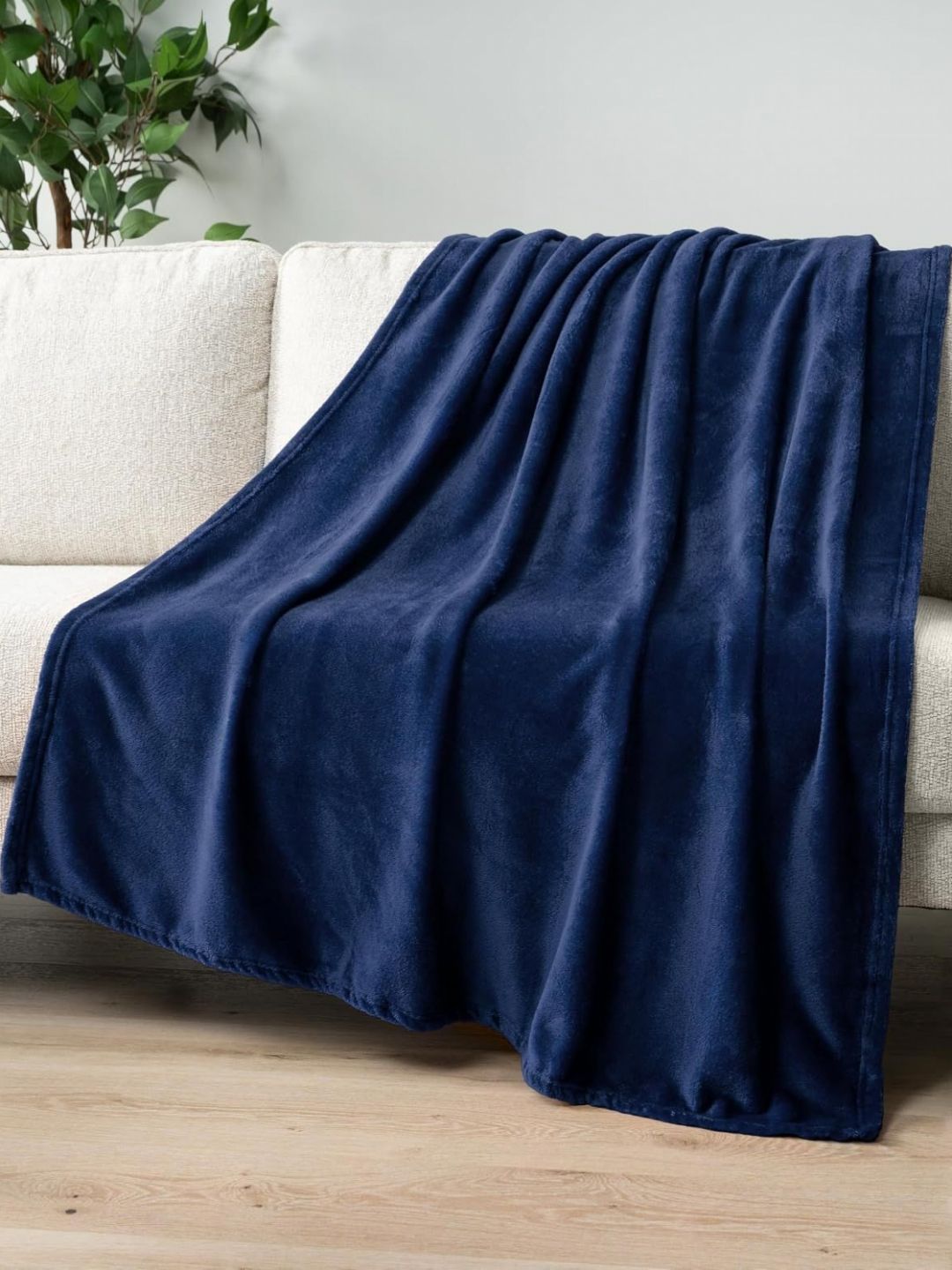 Myntra Elegant Homes Navy Blue Fleece AC Room 300 GSM Double Bed Blanket-picture-21