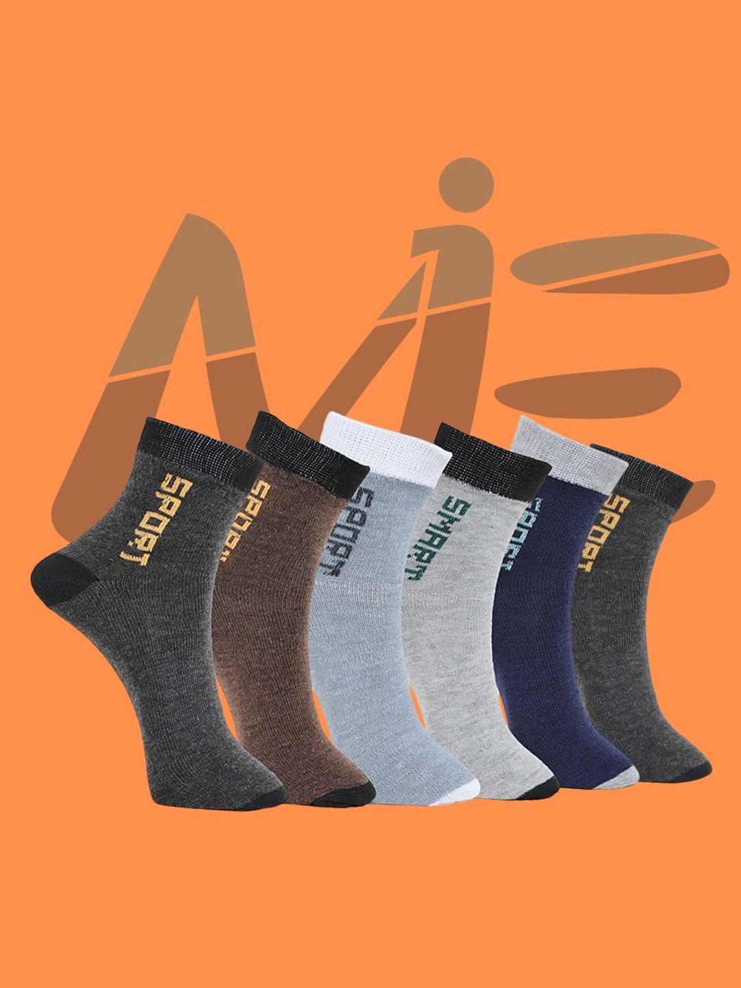 MJE Pack Of 6 Patterned Cotton Ankle Length Socks-picture-8