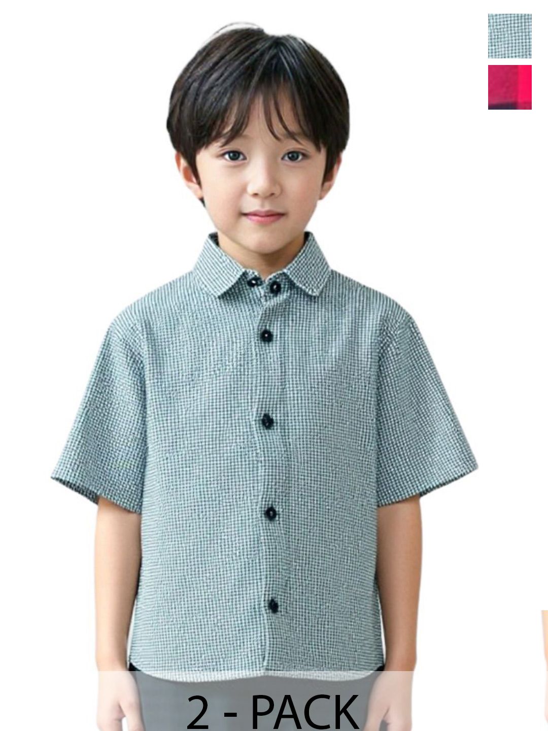 ZIKKU Kids Pack of 2 Checked Spread Collar Casual Shirts-picture-17