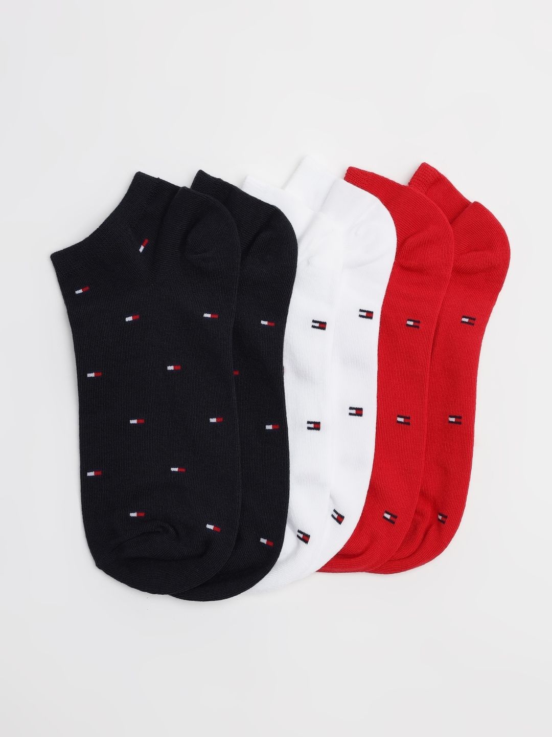 Tommy Hilfiger Men Pack Of 3 Logo Printed Cotton Ankle Length Socks-picture-27