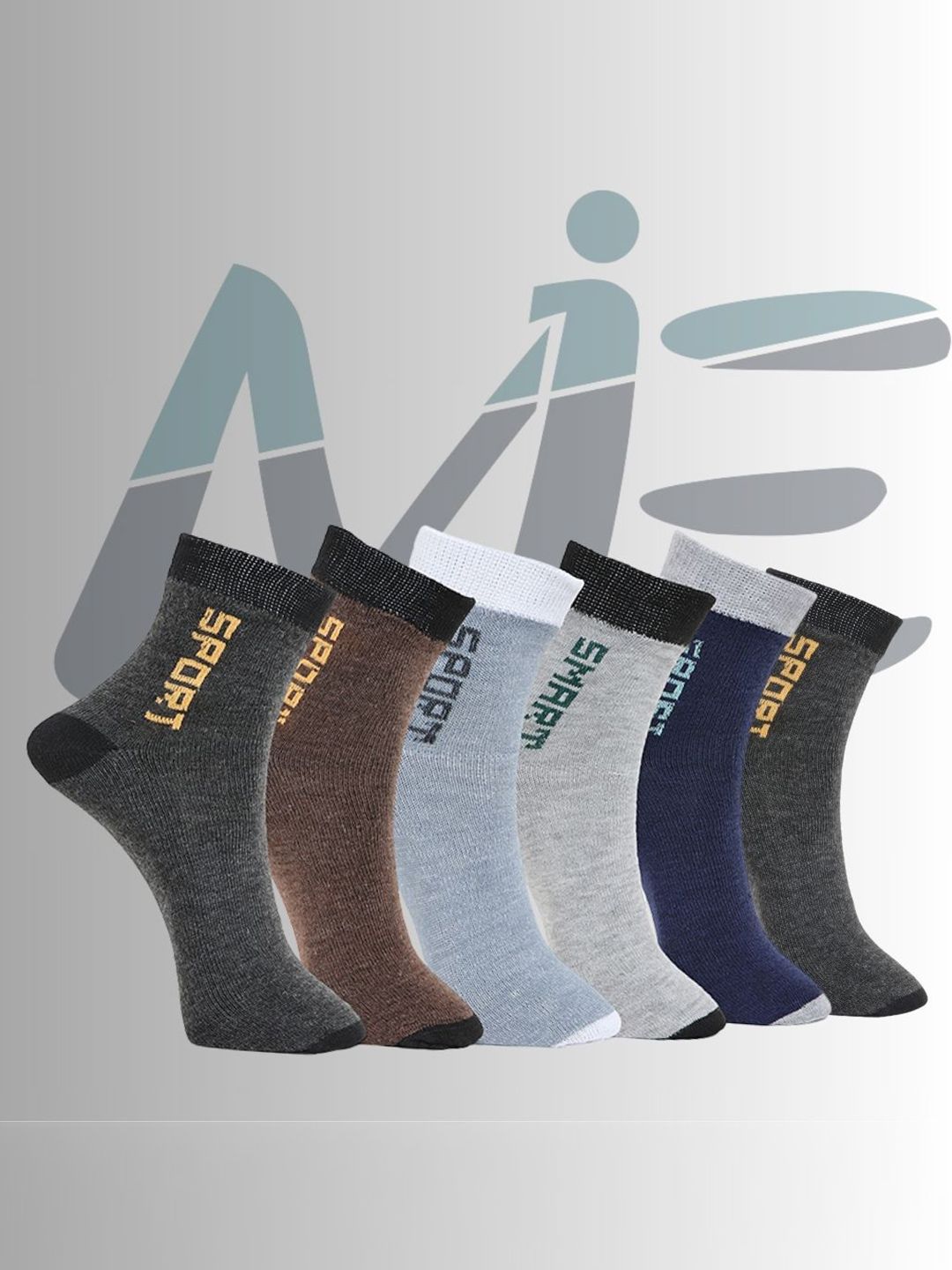 MJE 6-Pcs Patterned Anti-Bacterial Cotton Ankle Length Socks-picture-21