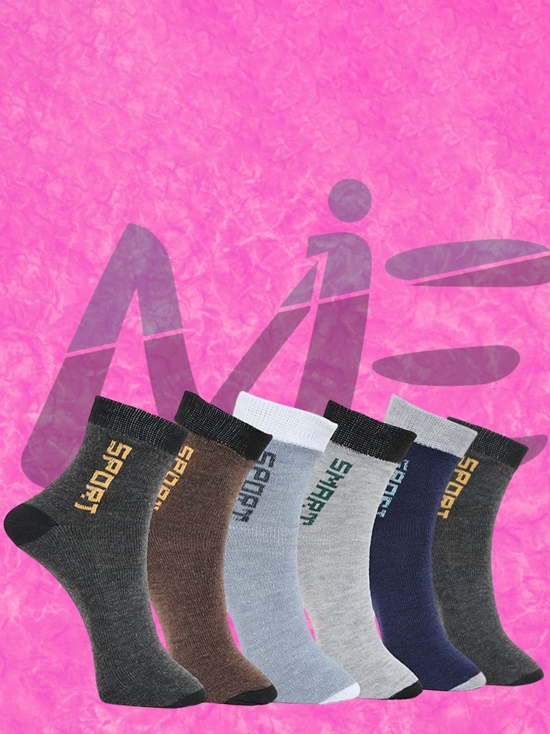 MJE Pack Of 6 Patterned Cotton Ankle Length Socks-picture-20