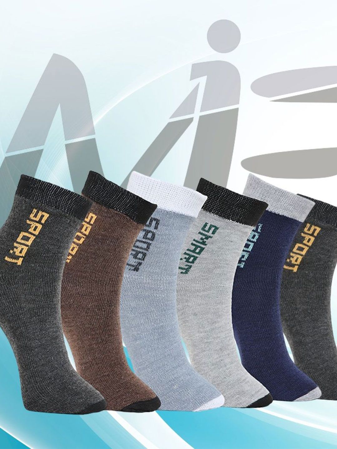 MJE Pack Of 6 Patterned Cotton Ankle Length Socks-picture-9