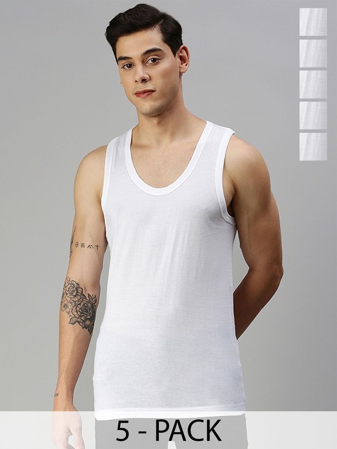 CAVENDERS Men Pack Of 5 Pure Cotton Undershirt Vests White Premium quality Dno-v349st