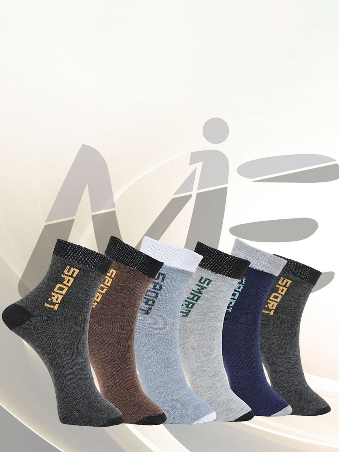 MJE Pack Of 6 Patterned Cotton Ankle Length Socks-picture-35