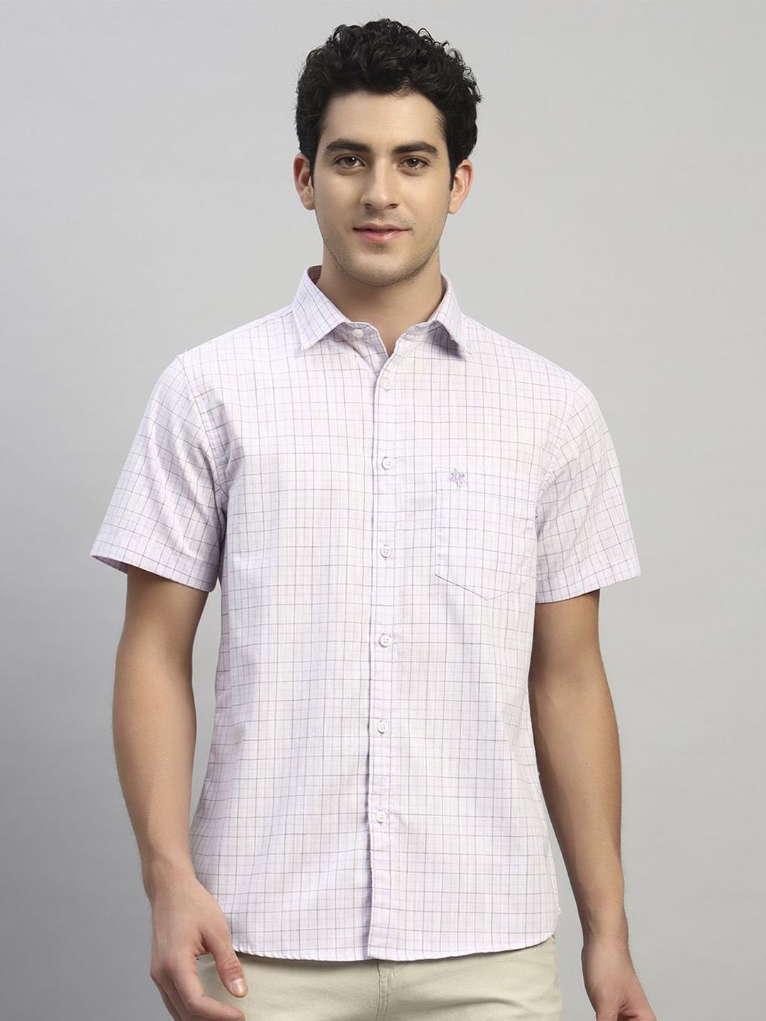 Cantabil Men Original Grid Tattersall Checks Checked Spread Collar Cotton Casual Shirt-picture-13