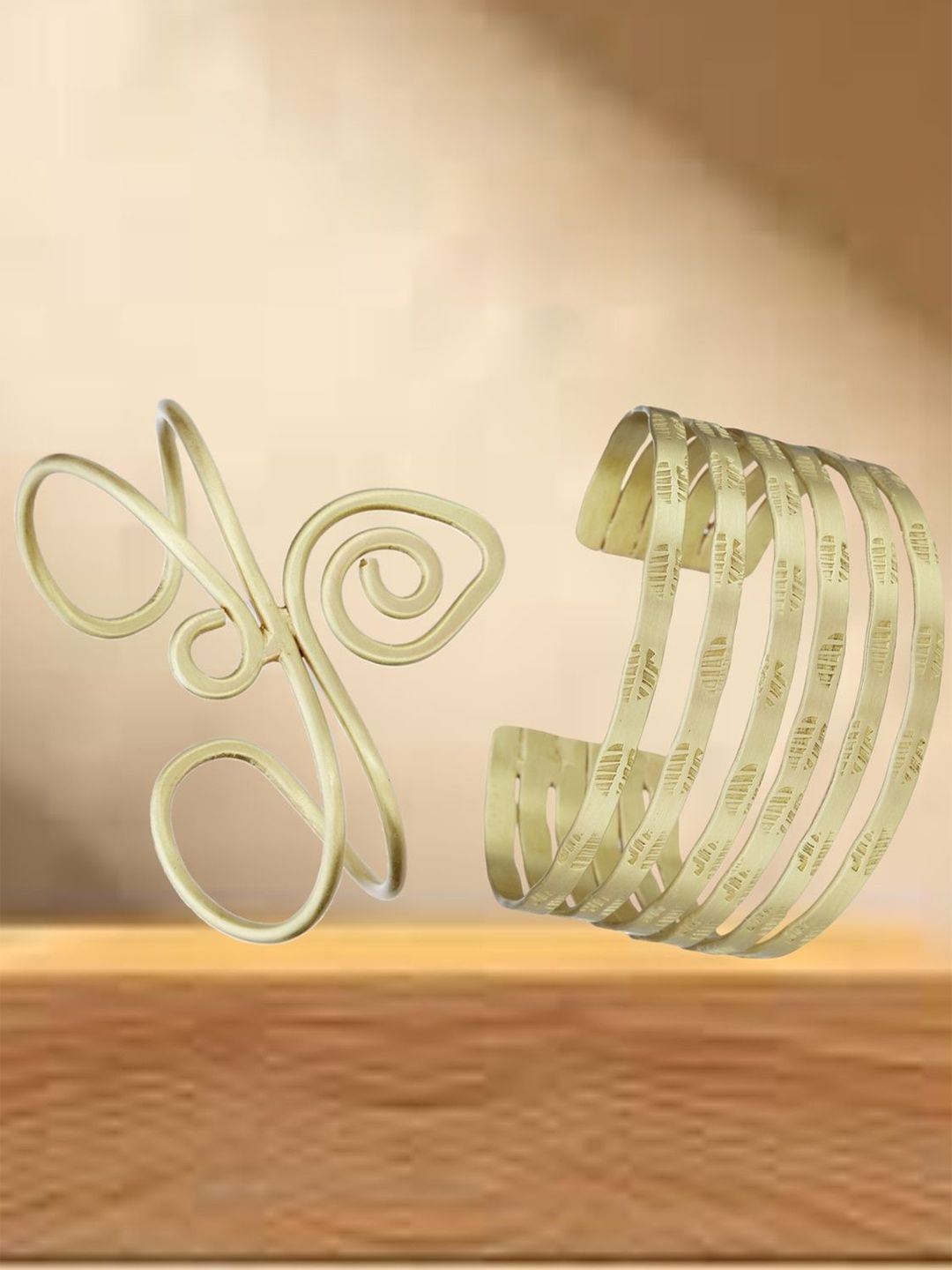 ATIBELLE Set Of 2 Gold-Plated Cuff Bracelet