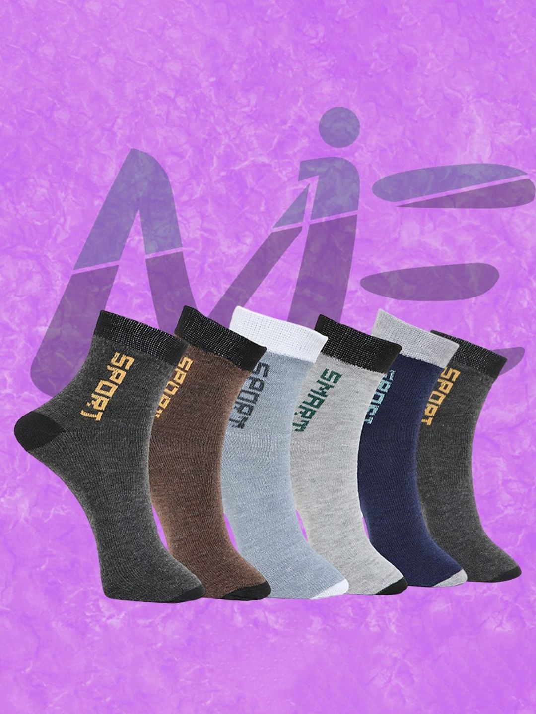 MJE 6-Pcs Patterned Anti-Bacterial Cotton Ankle Length Socks-picture-25